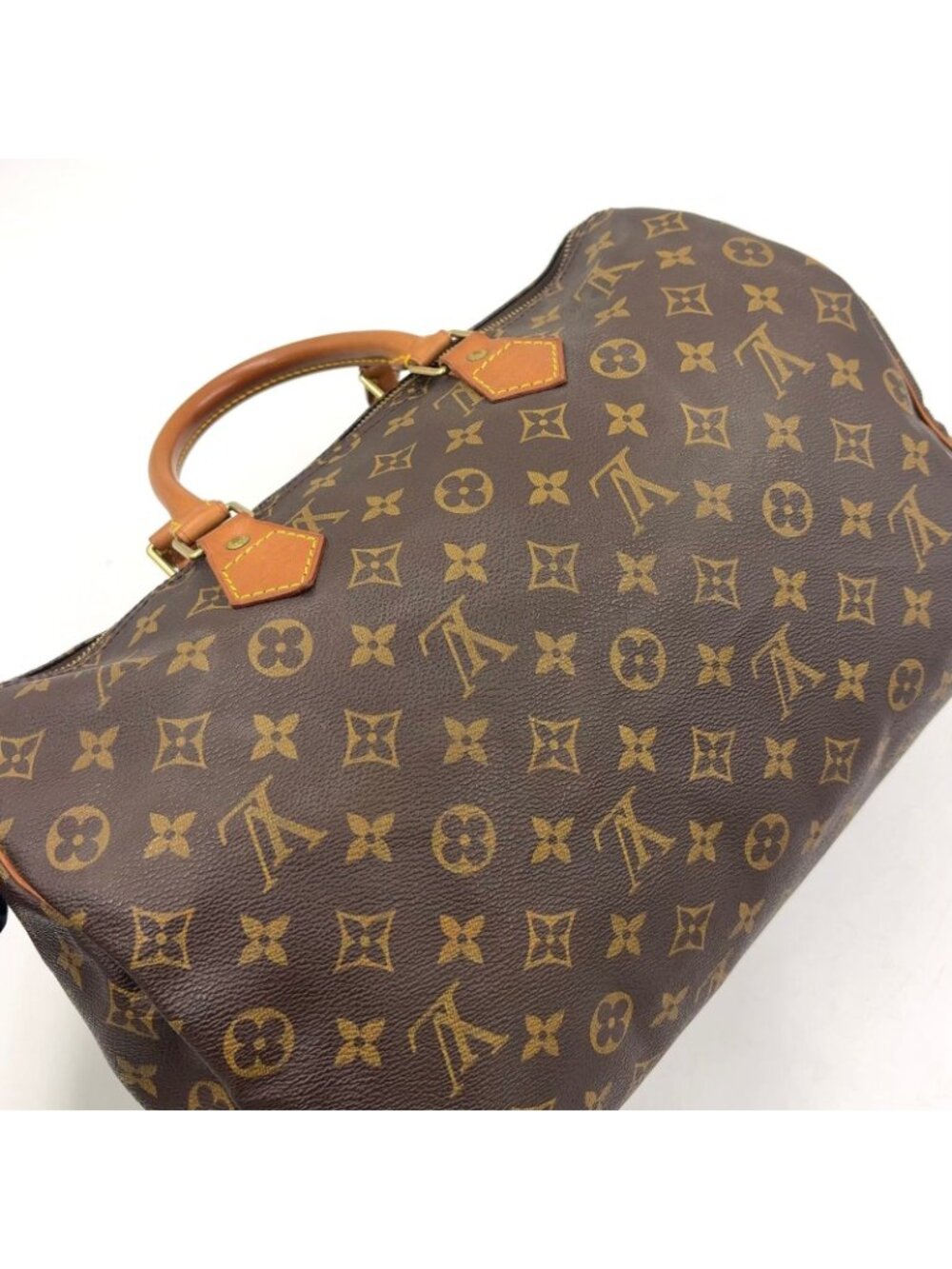 Louis Vuitton Speedy 35 Monogram Leather Brown Handbag Gold - Picture 12 of 15
